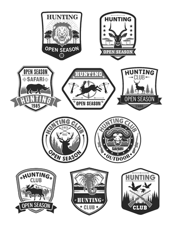 Hunting club or hunt open season vector icons setのイラスト素材
