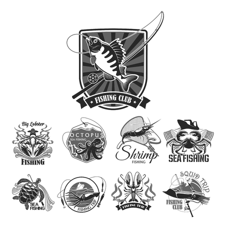 Fishing sport club vector icons setのイラスト素材