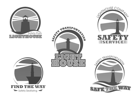 Lighthouse or marine safety beacon vector iconsのイラスト素材