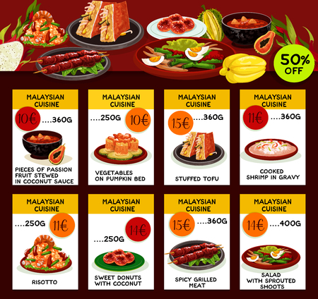 Malaysian cuisine restaurant menu template designのイラスト素材