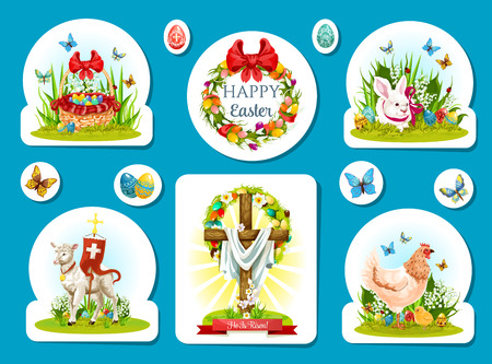 Easter holiday sticker and label set designのイラスト素材
