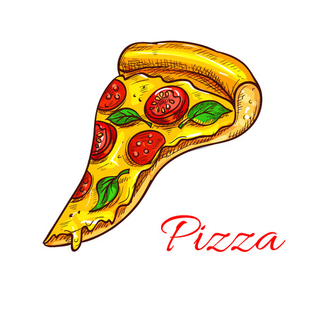 Pizza slice pizzeria fast food vector iconのイラスト素材