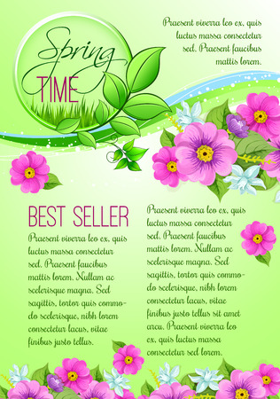 Spring sale vector poster of pink flowersのイラスト素材