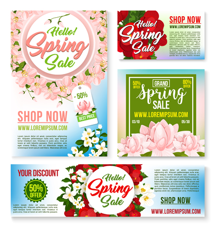 Sale vector tags, banners posters spring discountのイラスト素材