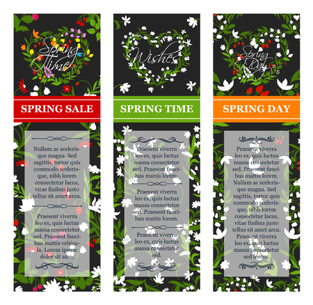 Vector spring time sale vector posters setのイラスト素材