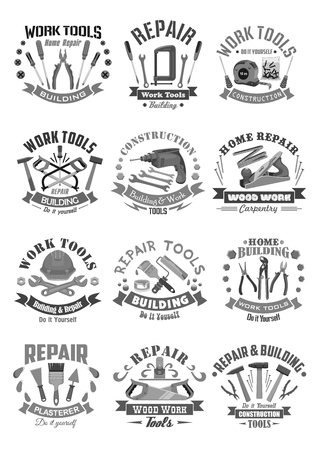 Building and construction work tools vector iconsのイラスト素材