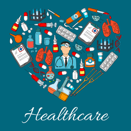 Healthcare heart, medicine vector symbolのイラスト素材