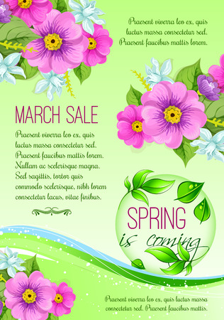 Spring sale poster of pink flowersのイラスト素材