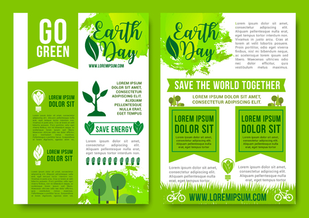 Earth Day vector brochures green nature energyのイラスト素材