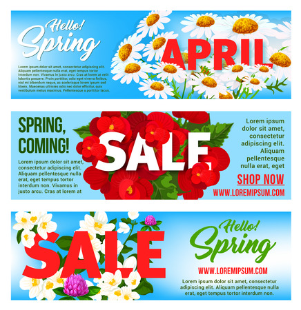 Sale banners of springtime vector floral designのイラスト素材