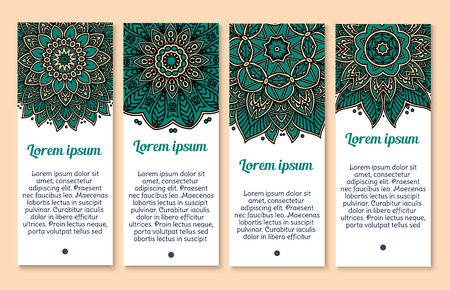 Flower banner template with mandala floral patternのイラスト素材