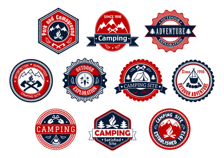 Camping, outdoor adventure badge for travel designのイラスト素材