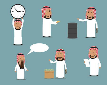 Arab businessman cartoon character setのイラスト素材