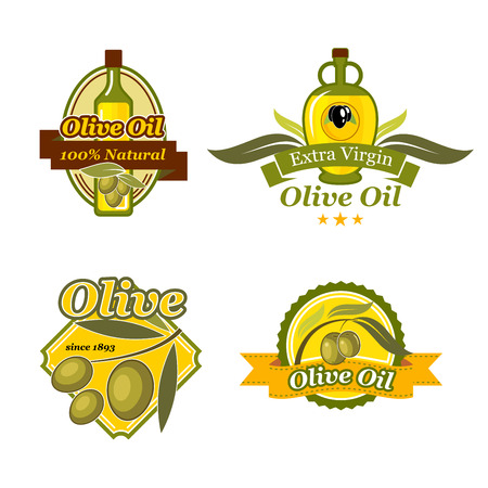 Olive oil emblem set for bottle label designのイラスト素材