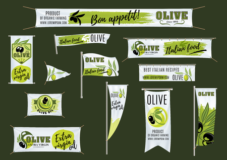 Banner, flag, roll up stand template with olivesのイラスト素材