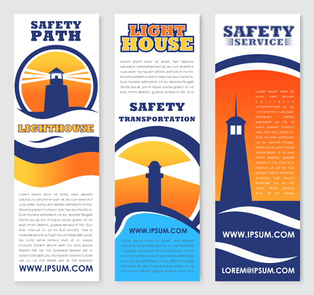 Lighthouse safety transportation vector bannersのイラスト素材