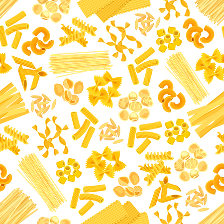 Pasta and Italian macaroni vector seamless patternのイラスト素材