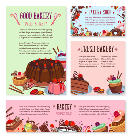 Vector desserts and cakes for bakery menu template.のイラスト素材