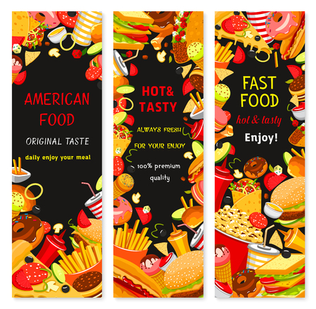 Fast food restaurant vector bannersのイラスト素材