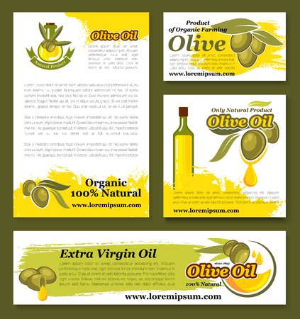 Olives, olive oil product vector templates setのイラスト素材
