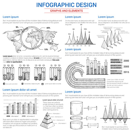 Vector sketch graphs and elements for infographicsのイラスト素材