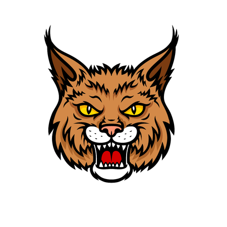Bobcat lynx head muzzle vector mascot iconのイラスト素材