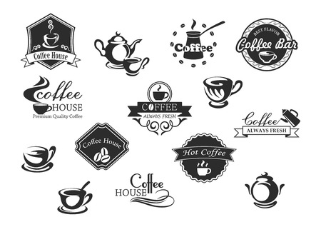 Coffee cups vector icons for cafeteria or cafeのイラスト素材