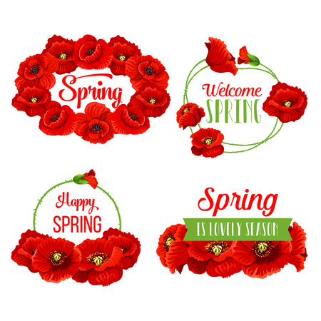 Vector spring flowers bunches for greeting quotesのイラスト素材