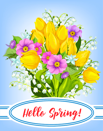 Vector spring holiday greeting card with flowersのイラスト素材