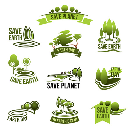 Save Earth Planet vector ecology protection iconsのイラスト素材