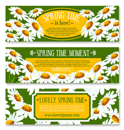 Spring banner set with springtime flowersのイラスト素材