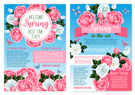 Posters for spring holiday of vector roses flowersのイラスト素材