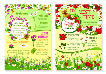 Spring holiday grand sale vector floral postersのイラスト素材