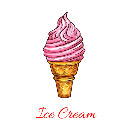 Ice cream icon for cafe vector sketchのイラスト素材