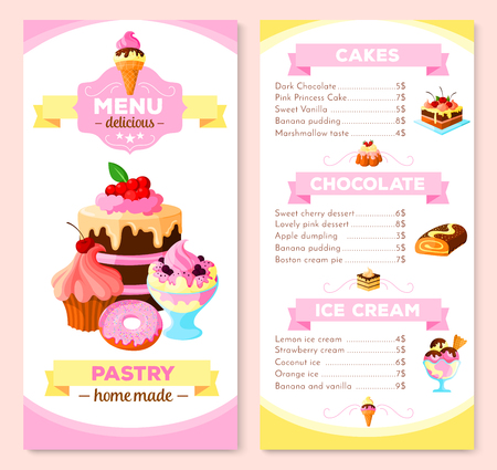 Vector Menu template for homemade pastry cakesのイラスト素材