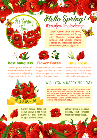 Hello Spring floral poster template designのイラスト素材