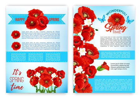 Spring floral poster template with flowersのイラスト素材