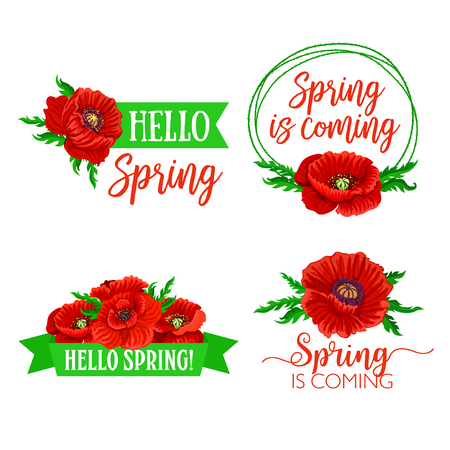Vector Spring time flowers and quotes bouquetsのイラスト素材
