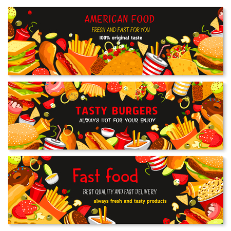 Vector Banners for fast food restaurantのイラスト素材