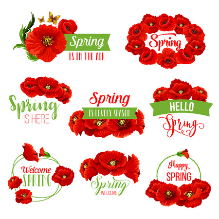 Spring flower wreath icon for springtime designのイラスト素材