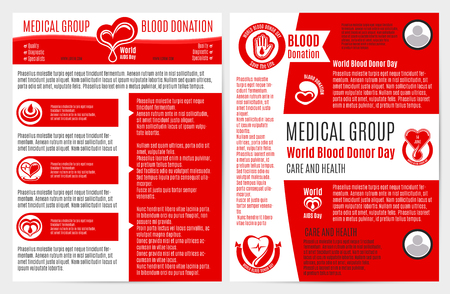 Blood donation medical brochure, poster templateのイラスト素材