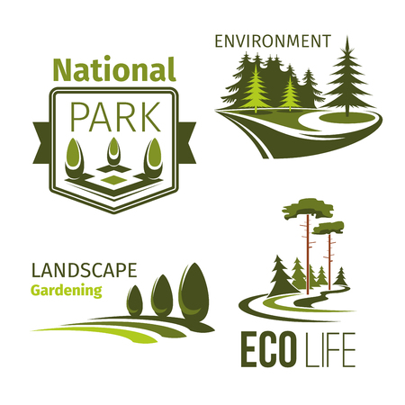 Landscape gardening and ecology symbol setのイラスト素材