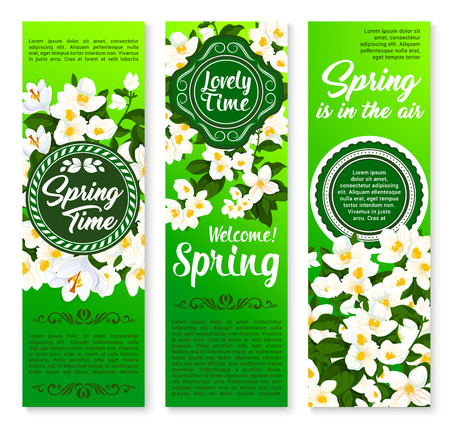 Spring holiday floral banner for springtime designのイラスト素材