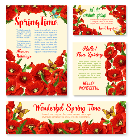 Springtime floral banner, greeting card templateのイラスト素材