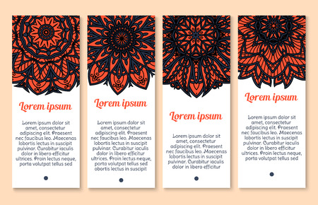 Paisley floral ornament banner set for card designのイラスト素材