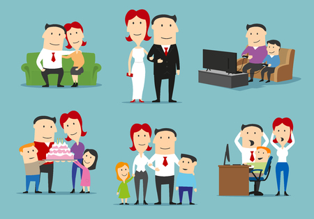 Family in different life stages cartoon setのイラスト素材