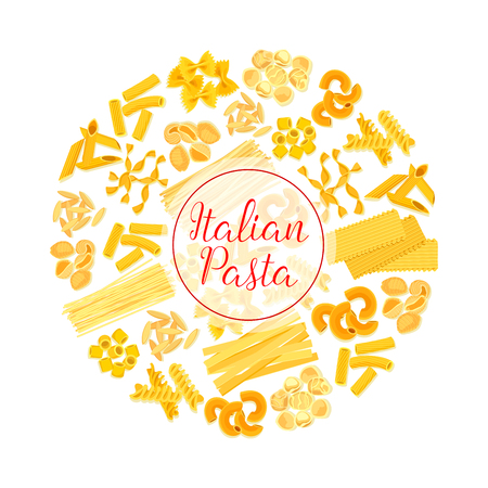 Italian pasta, spaghetti, macaroni round posterのイラスト素材