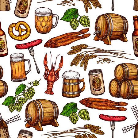 Beer drink seamless pattern backgroundのイラスト素材