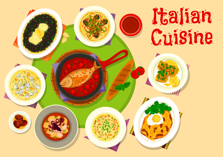 Italian cuisine lunch menu icon for food designのイラスト素材