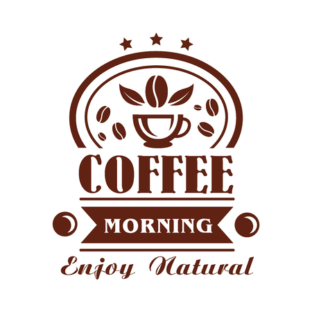Vector icon coffee cup or bean of cafeteria cafeのイラスト素材